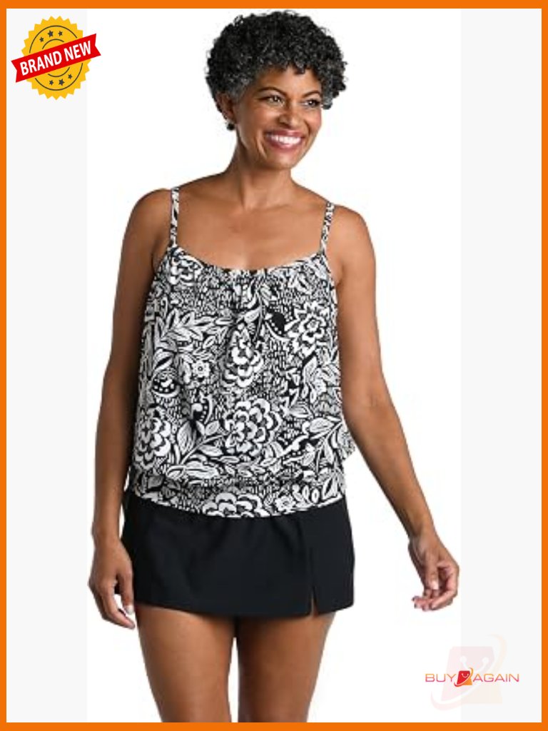 Women's Underwire Blouson Tankini Top Size 14 Upf 50+